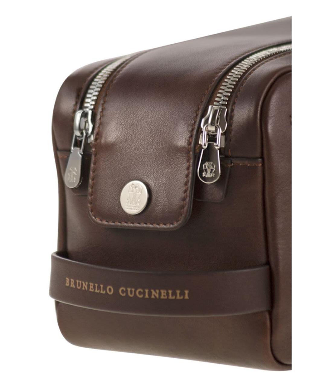 BRUNELLO CUCINELLI Коричневая кожаная барсетка, фото 5