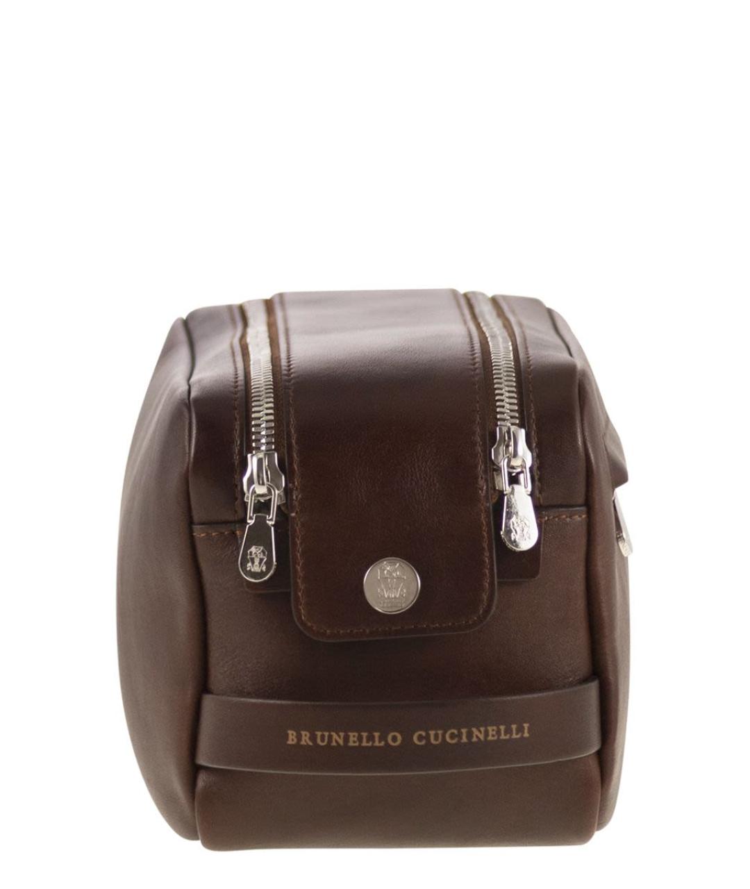 BRUNELLO CUCINELLI Коричневая кожаная барсетка, фото 3