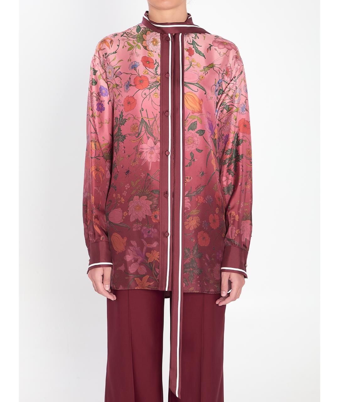 GUCCI Фуксия шелковая рубашка, фото 6