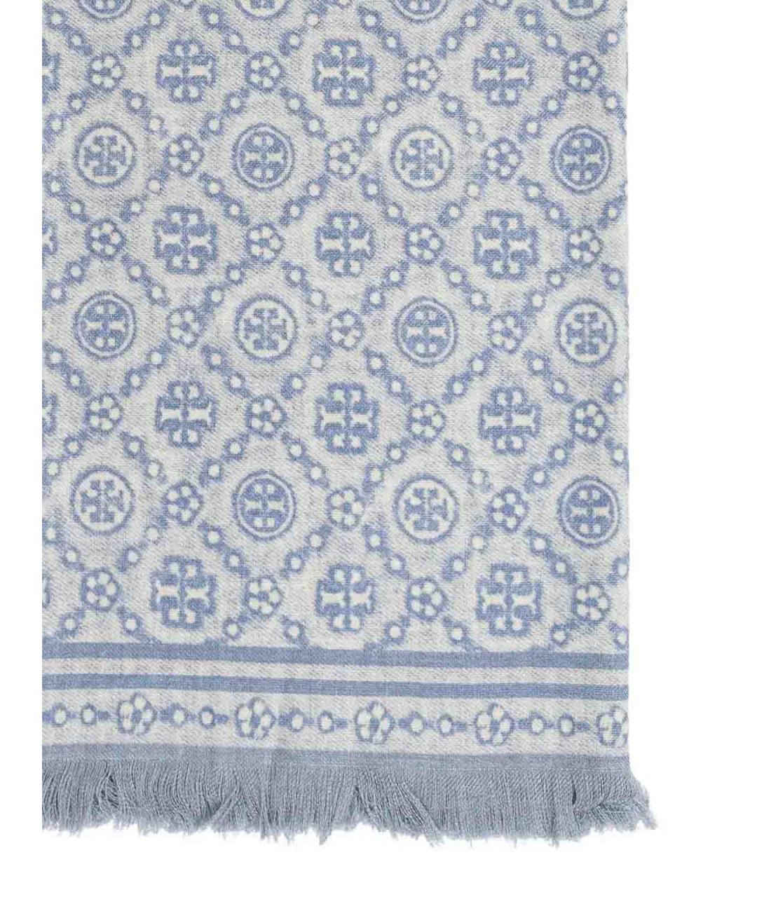 TORY BURCH Голубой шерстяной шарф, фото 3