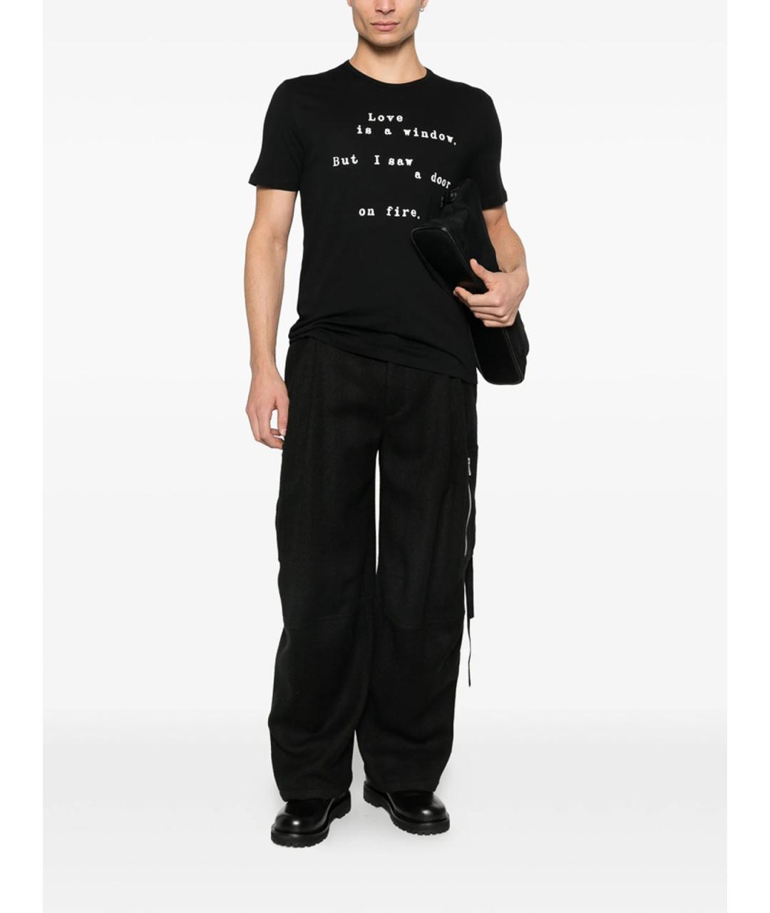 ANN DEMEULEMEESTER Черная хлопковая футболка, фото 2