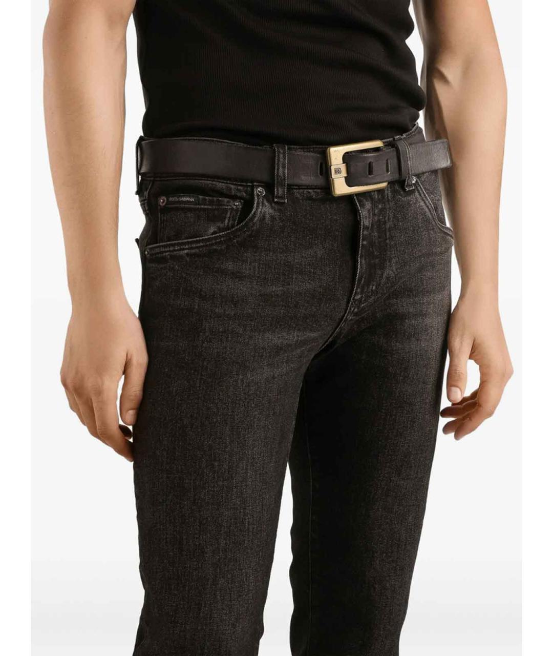 DOLCE&GABBANA Черные хлопковые прямые джинсы, фото 3