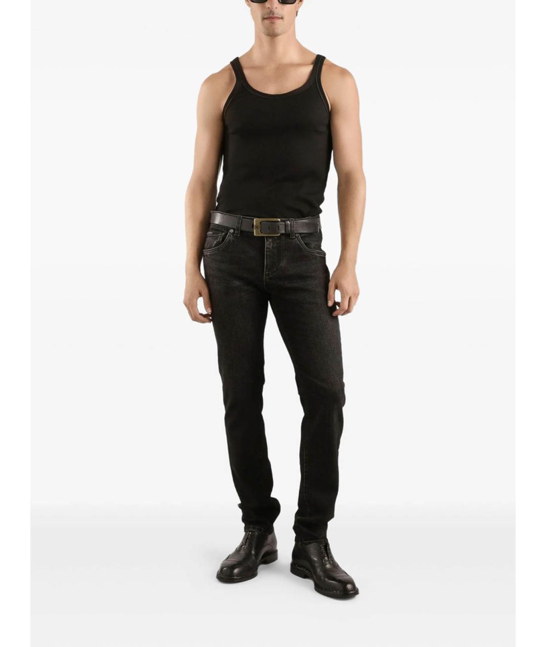 DOLCE&GABBANA Черные хлопковые прямые джинсы, фото 2