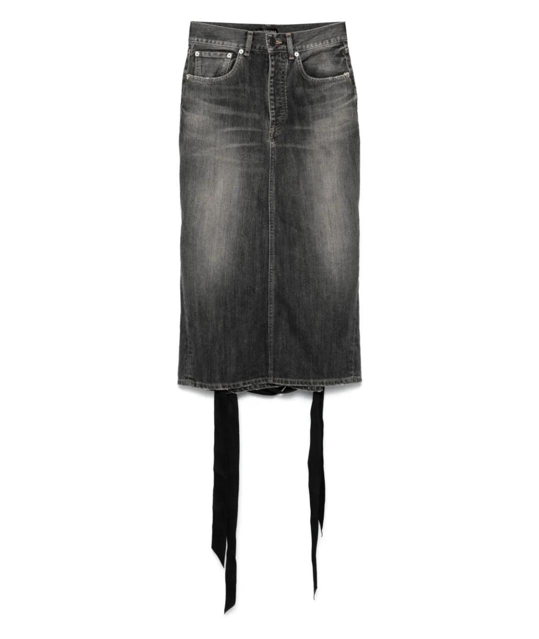 BALENCIAGA Черная хлопковая юбка миди, фото 1