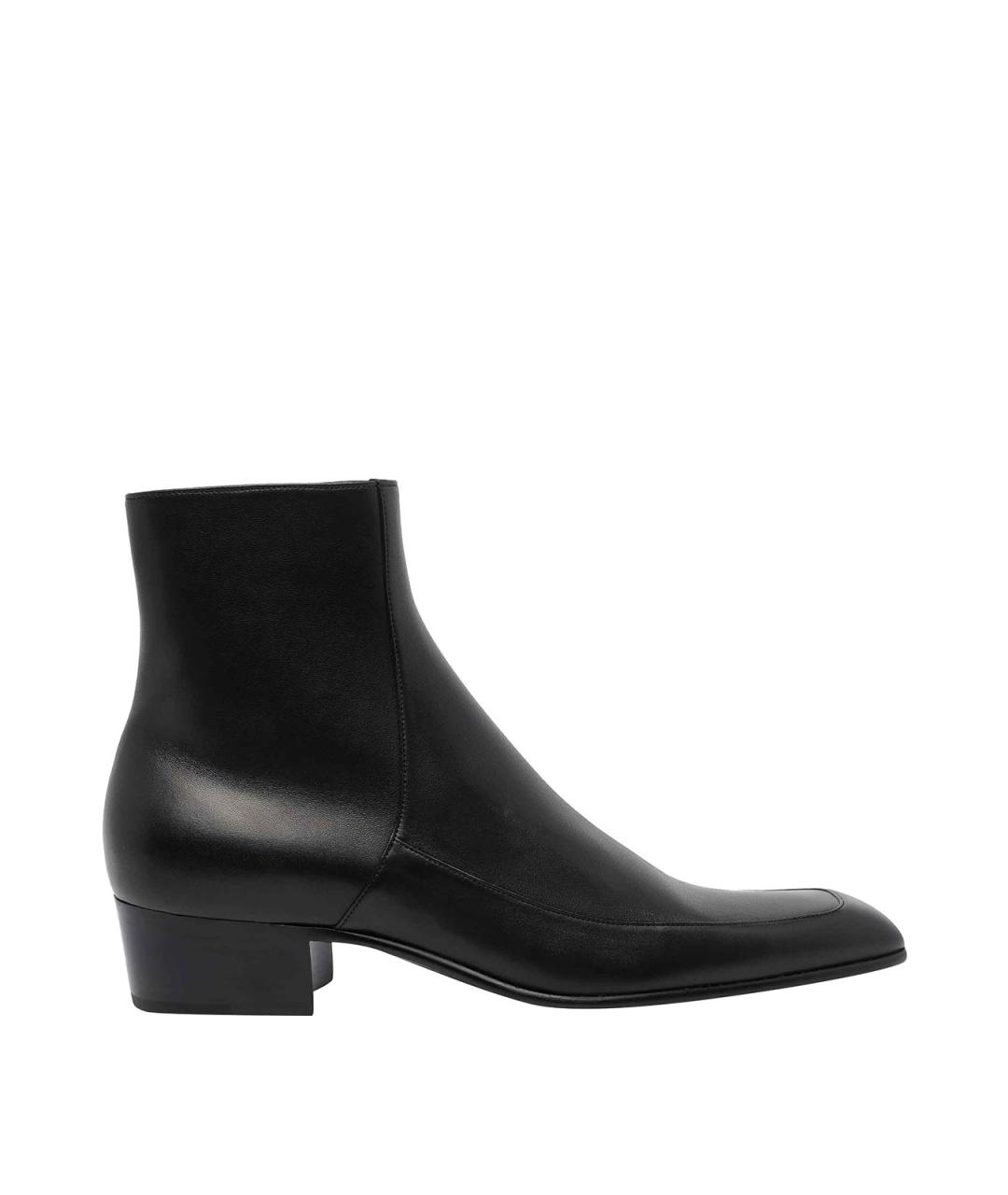 SAINT LAURENT Черные кожаные низкие ботинки, фото 1