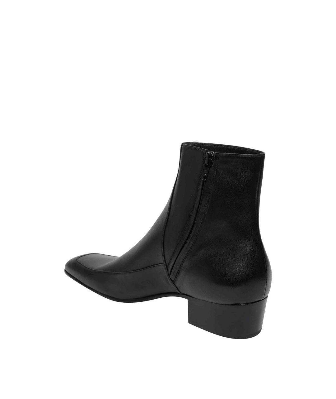 SAINT LAURENT Черные кожаные низкие ботинки, фото 4