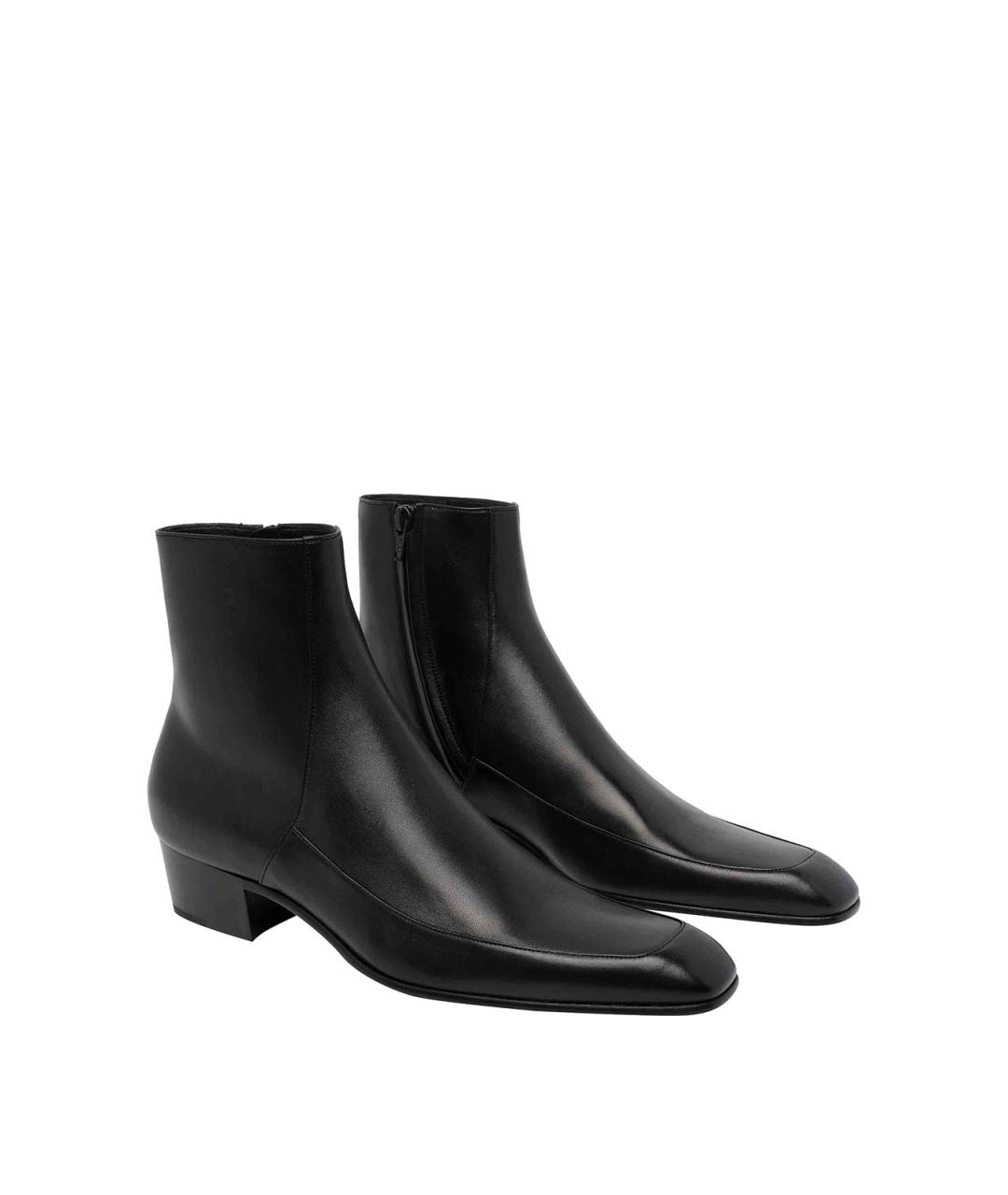 SAINT LAURENT Черные кожаные низкие ботинки, фото 2