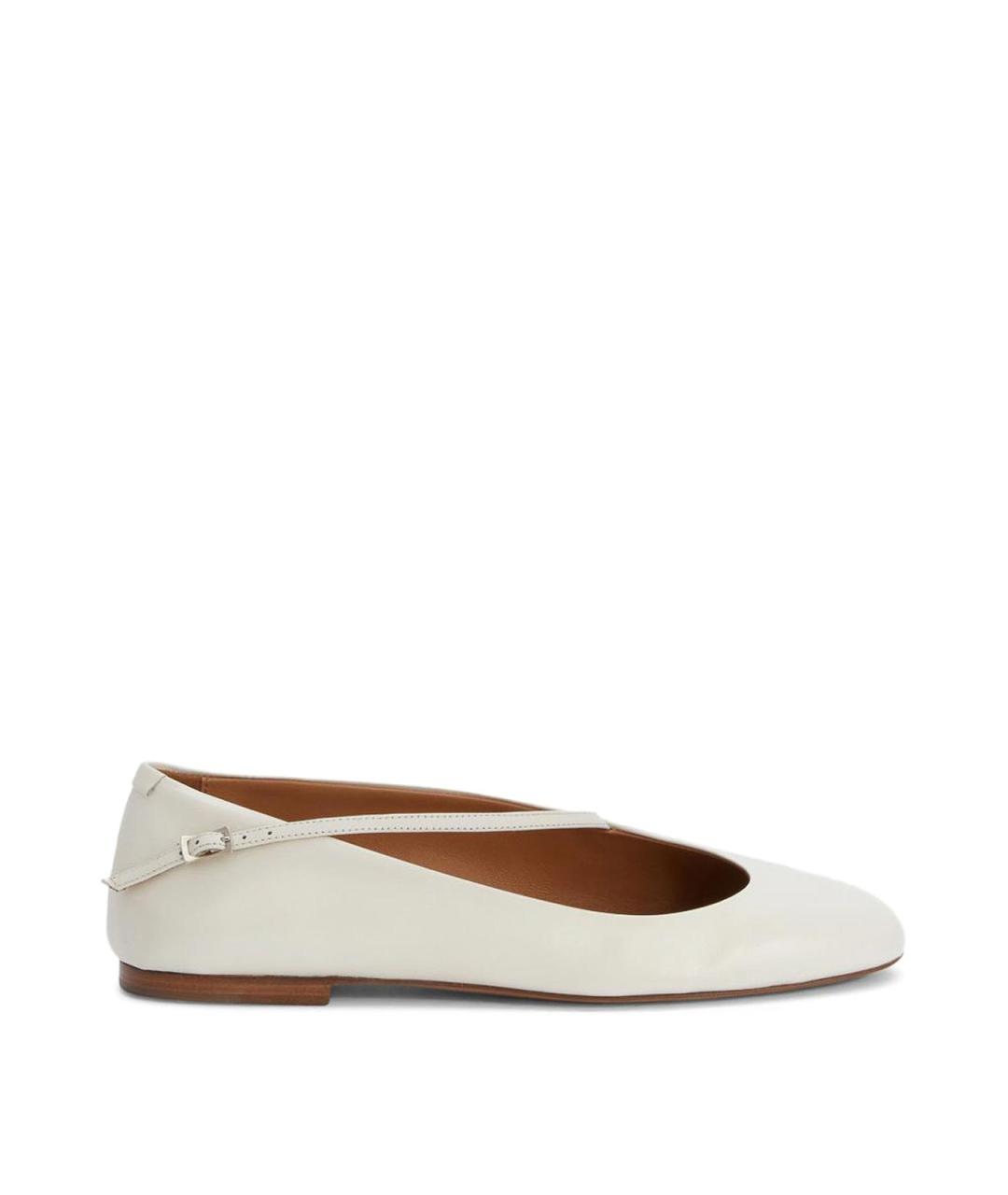 JIL SANDER Белые кожаные балетки, фото 1