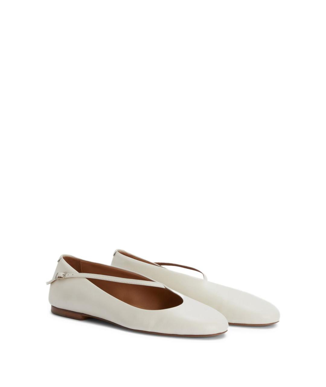 JIL SANDER Белые кожаные балетки, фото 2