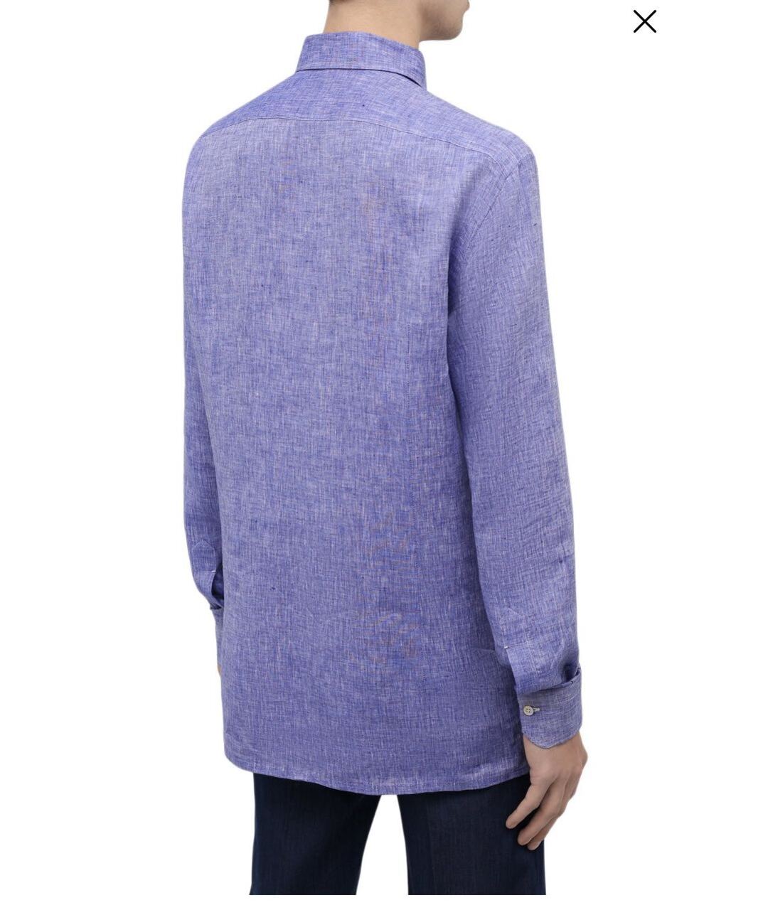 KITON Голубая льняная классическая рубашка, фото 2