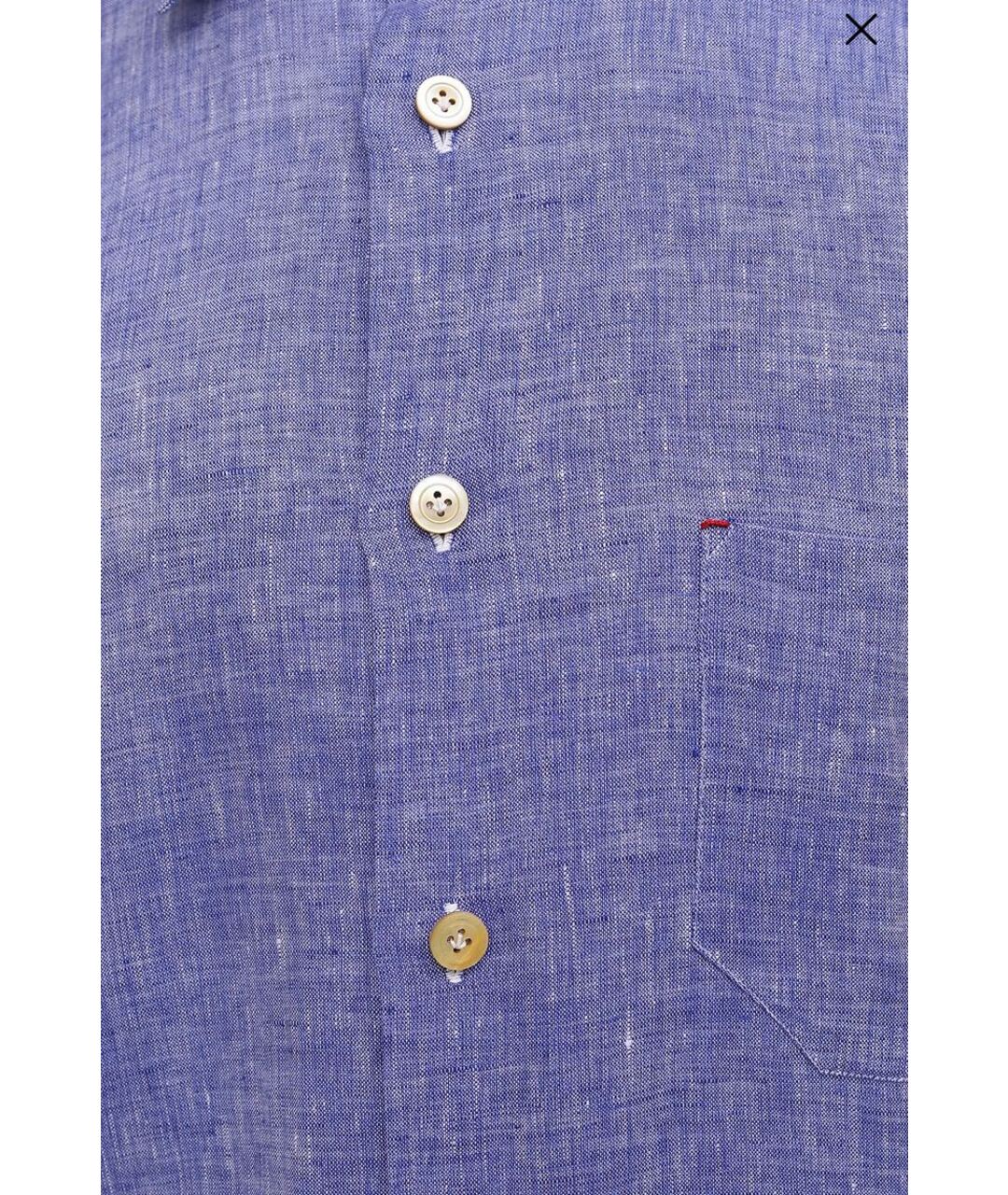 KITON Голубая льняная классическая рубашка, фото 4
