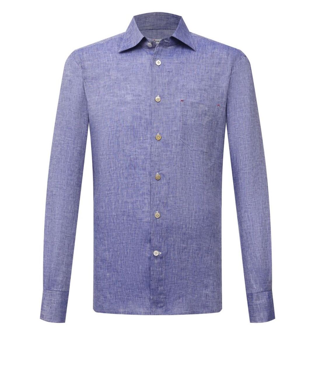 KITON Голубая льняная классическая рубашка, фото 1
