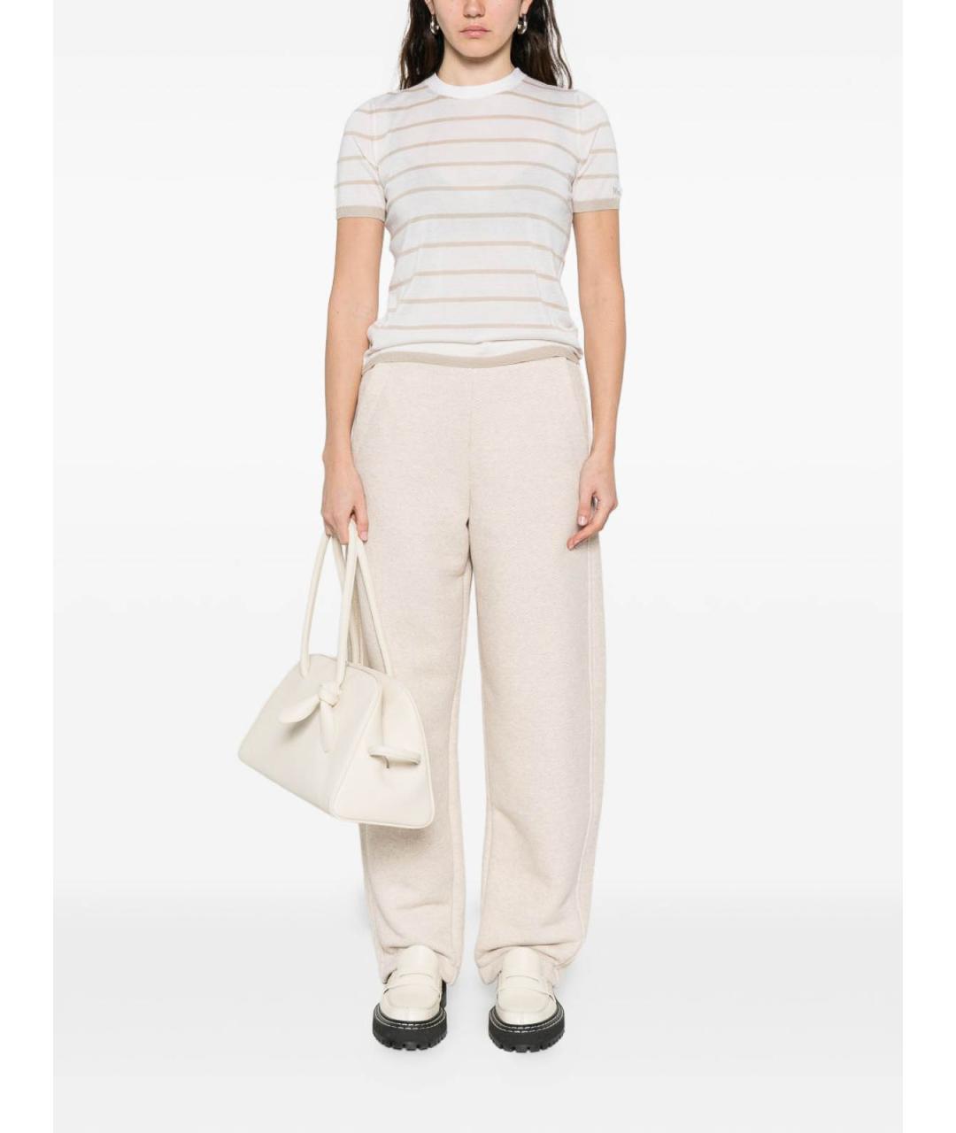 MAX MARA Белые хлопковые прямые брюки, фото 2