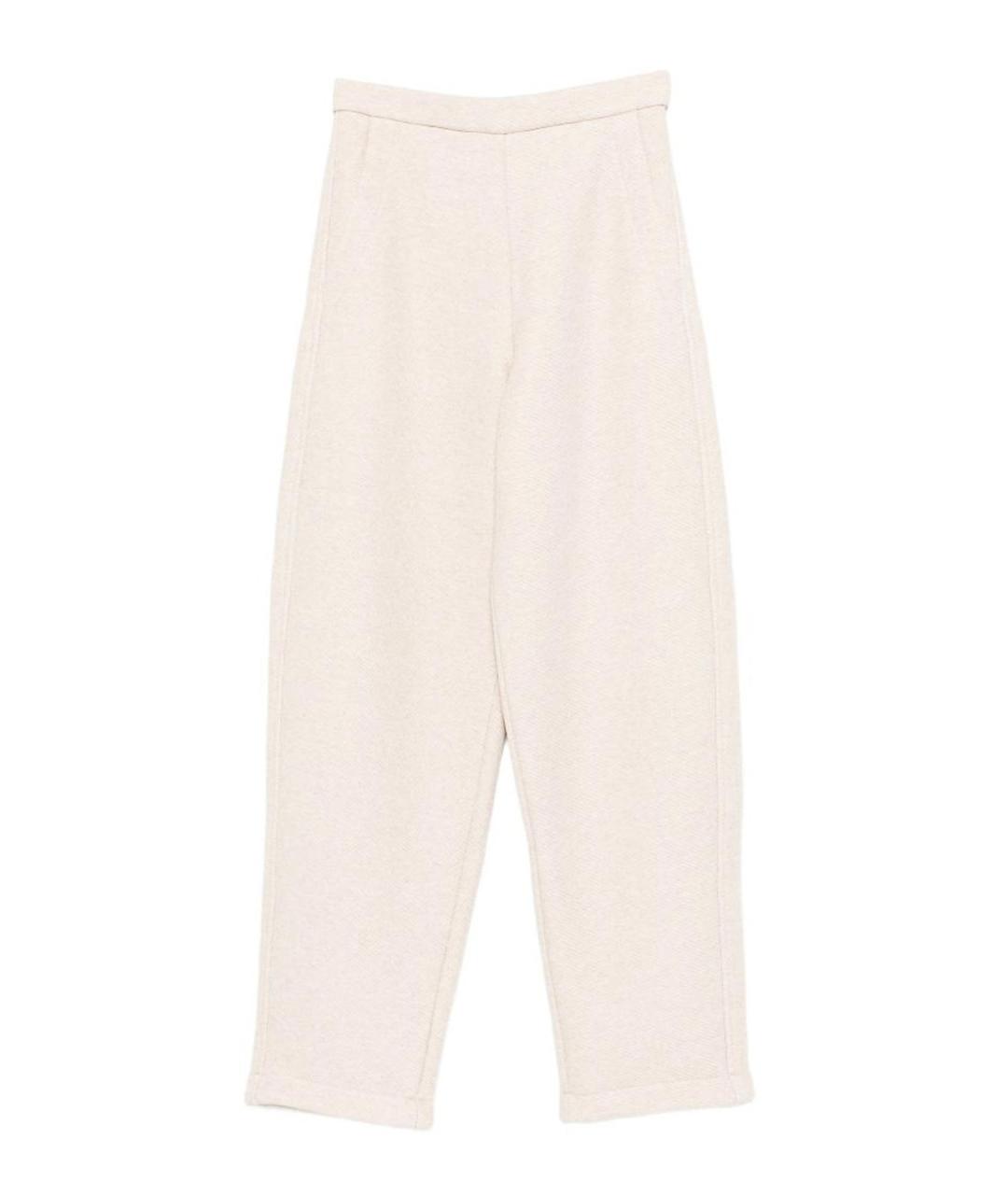 MAX MARA Белые хлопковые прямые брюки, фото 1