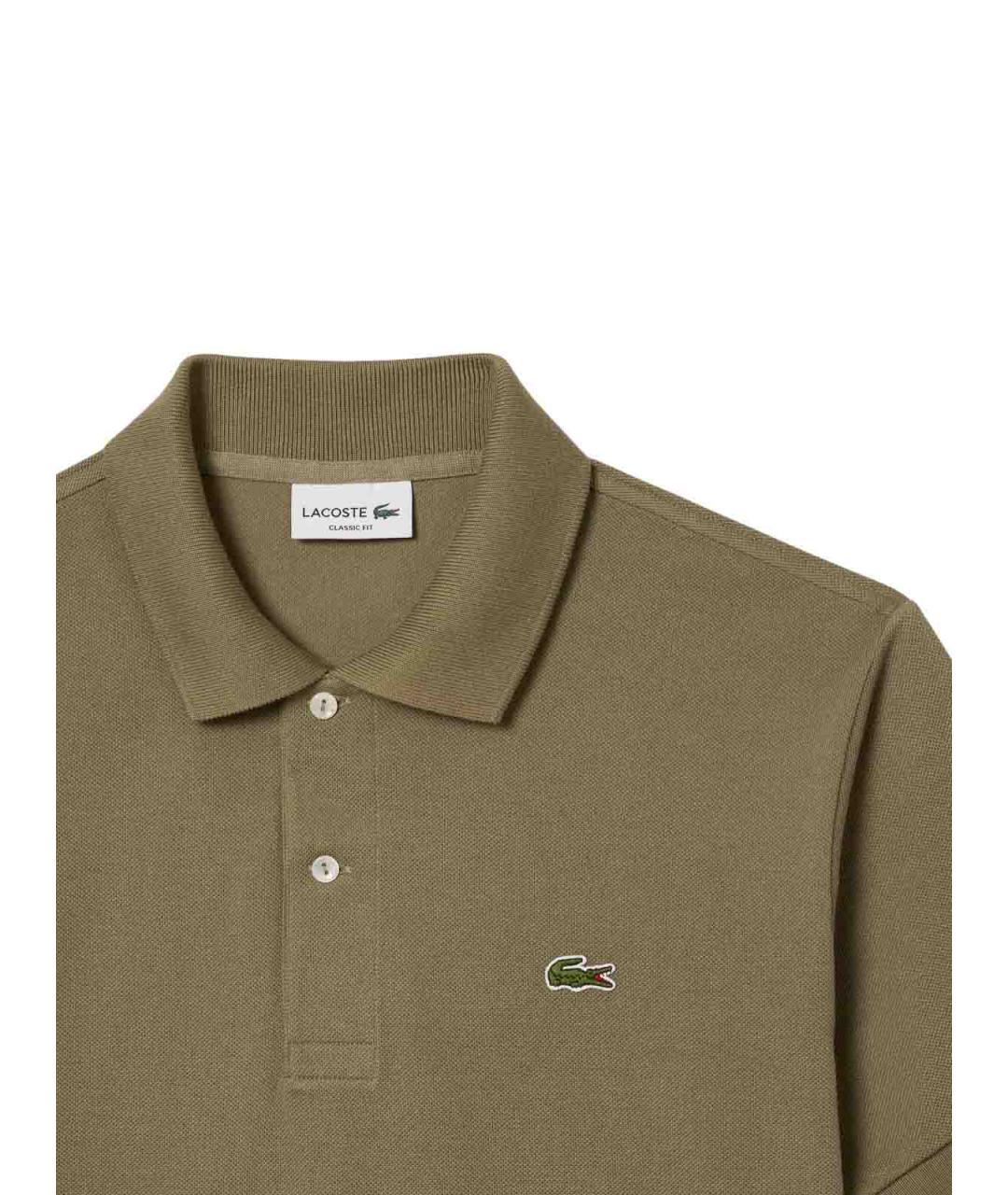 LACOSTE Коричневое хлопковое поло с коротким рукавом, фото 2