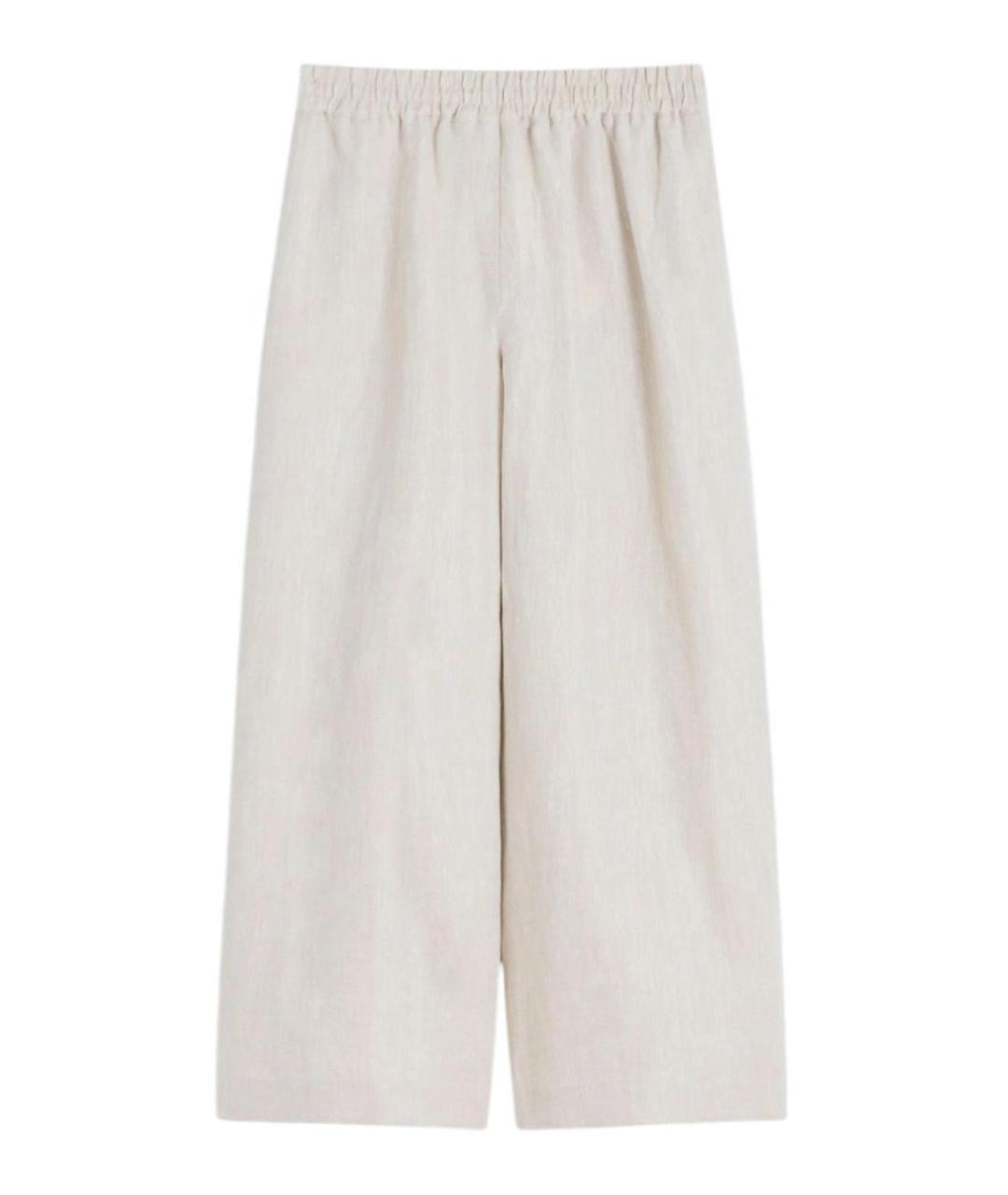 WEEKEND MAX MARA Бежевые льняные брюки широкие, фото 1