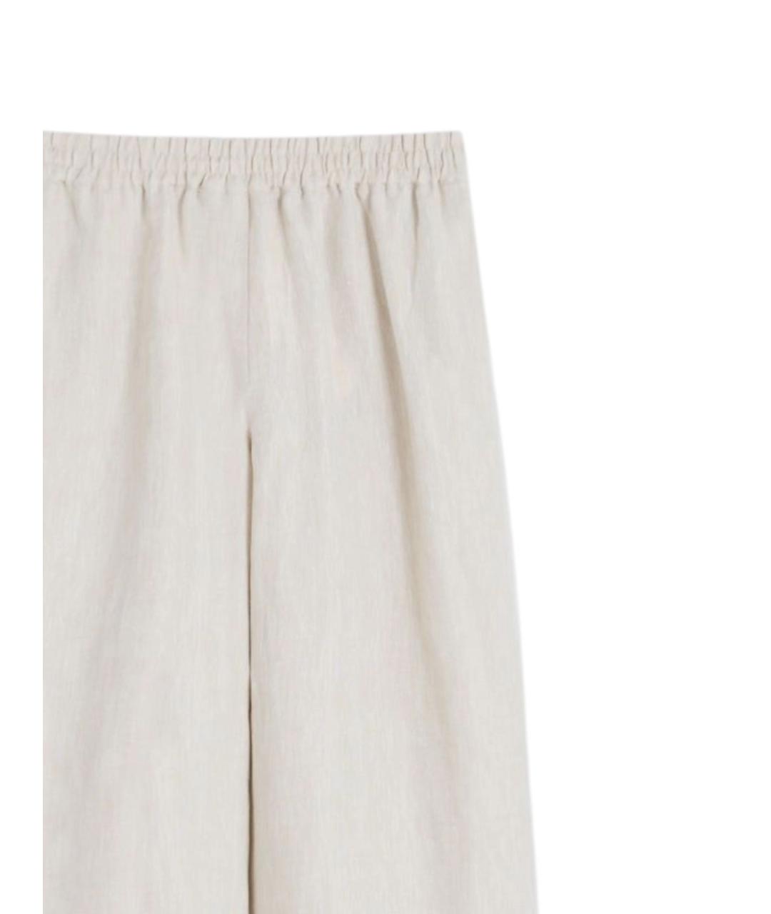 WEEKEND MAX MARA Бежевые льняные брюки широкие, фото 2