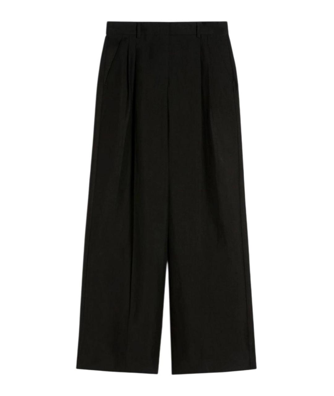 WEEKEND MAX MARA Черные льняные брюки широкие, фото 1