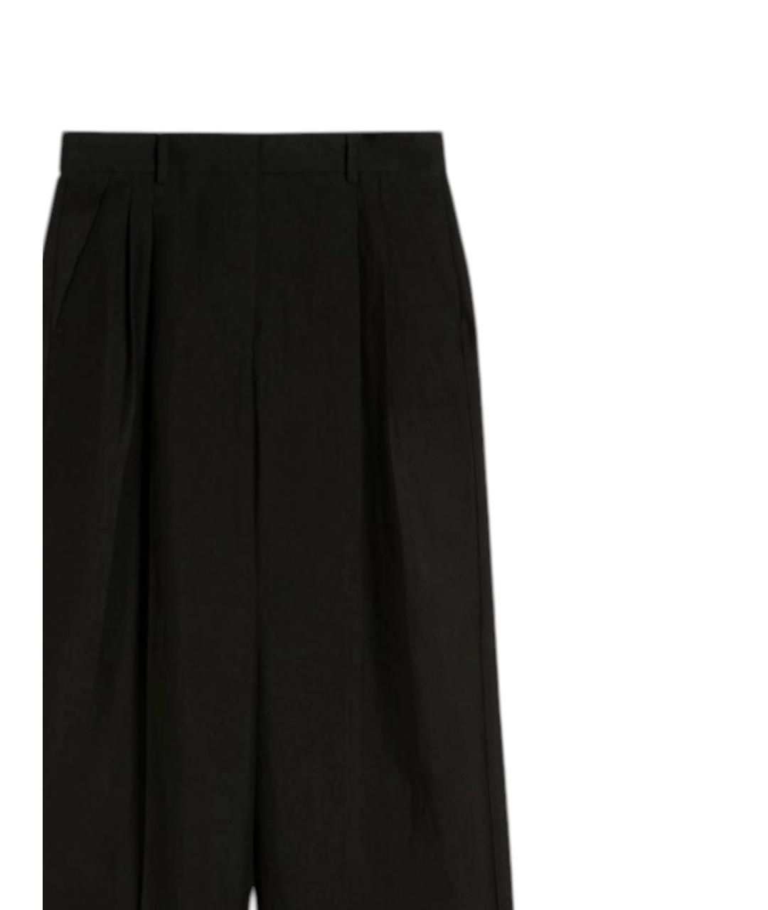 WEEKEND MAX MARA Черные льняные брюки широкие, фото 2