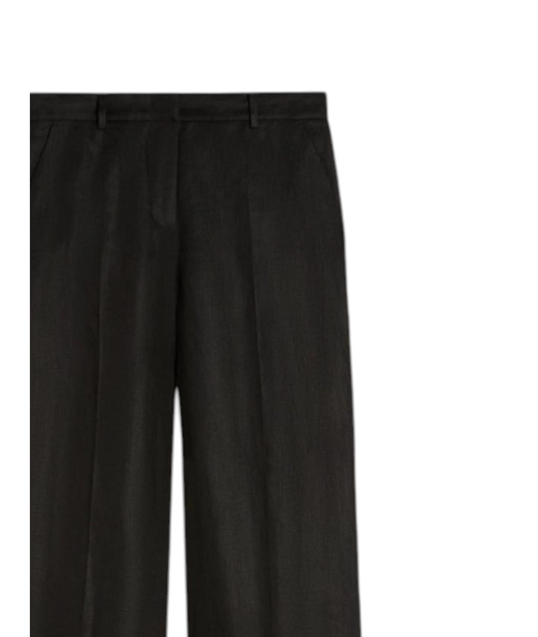 WEEKEND MAX MARA Черные льняные брюки широкие, фото 2