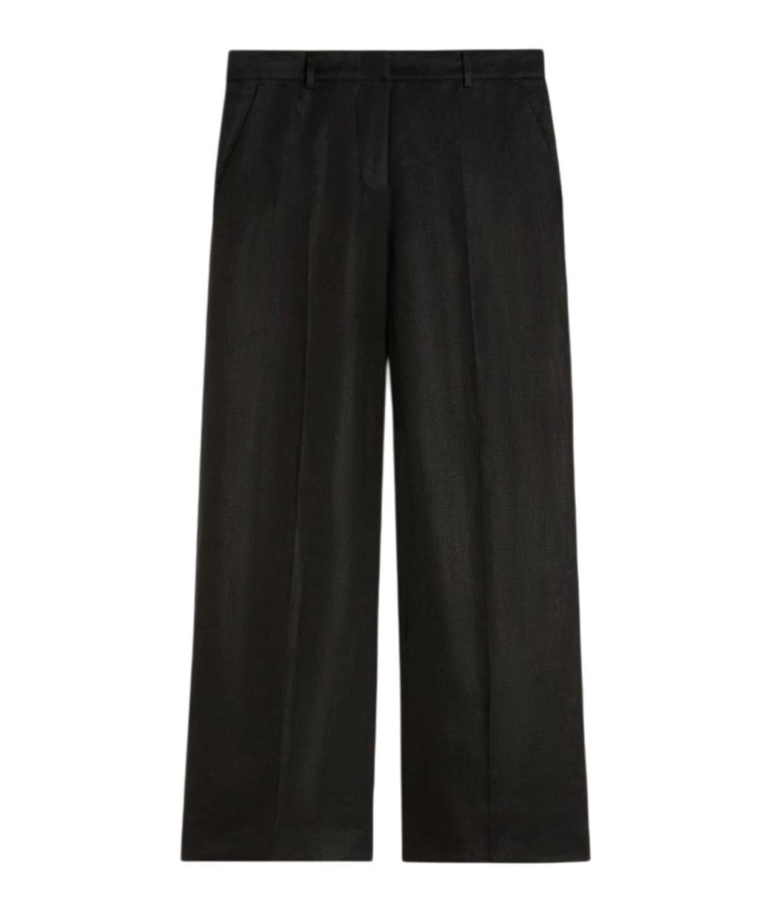 WEEKEND MAX MARA Черные льняные брюки широкие, фото 1