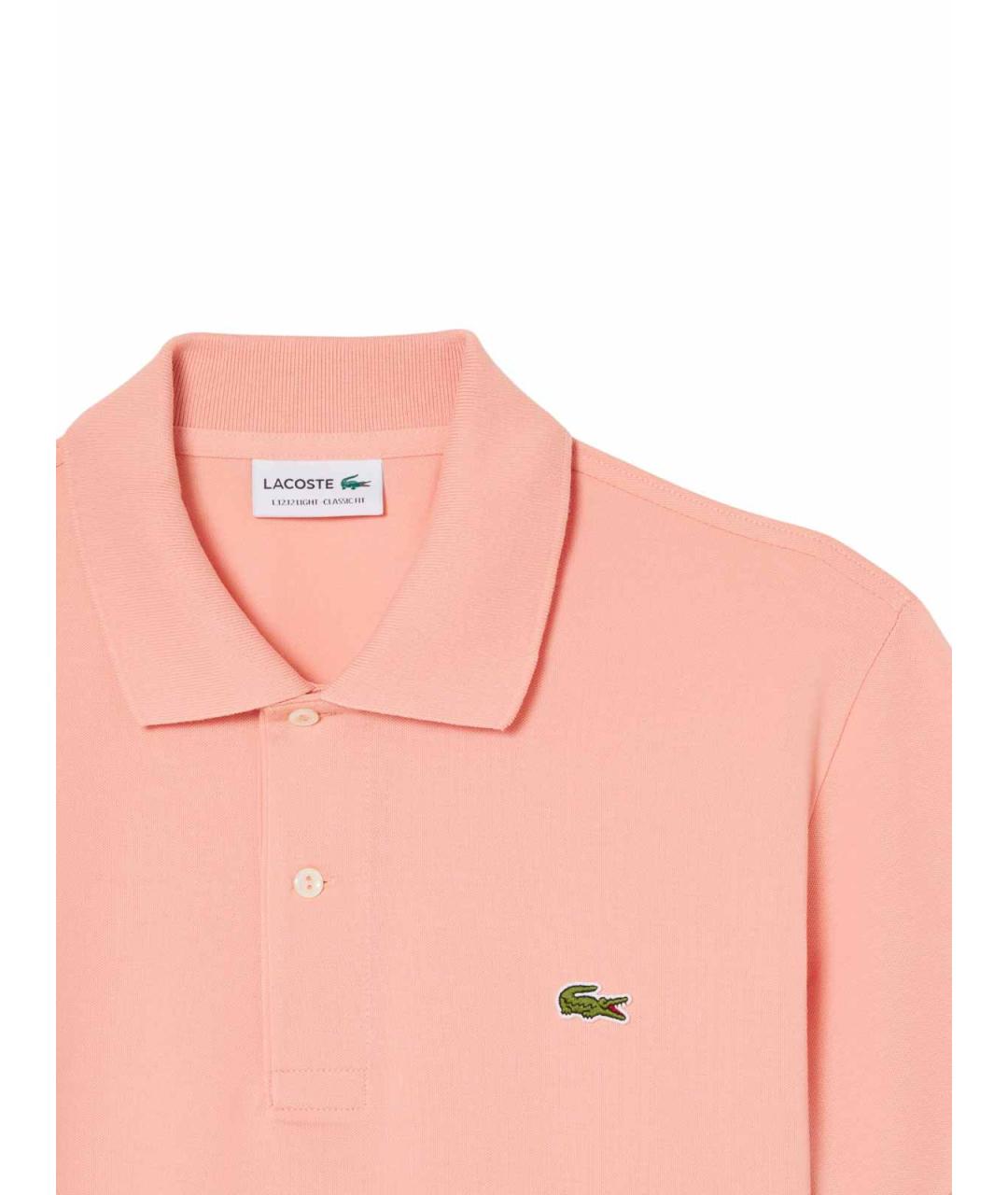 LACOSTE Розовое хлопковое поло с коротким рукавом, фото 2
