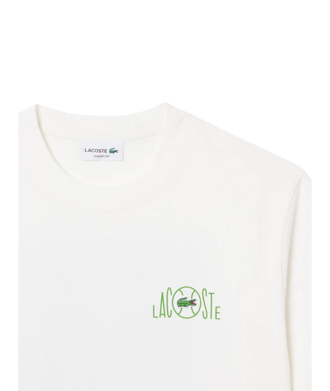 LACOSTE Белая хлопковая футболка, фото 3