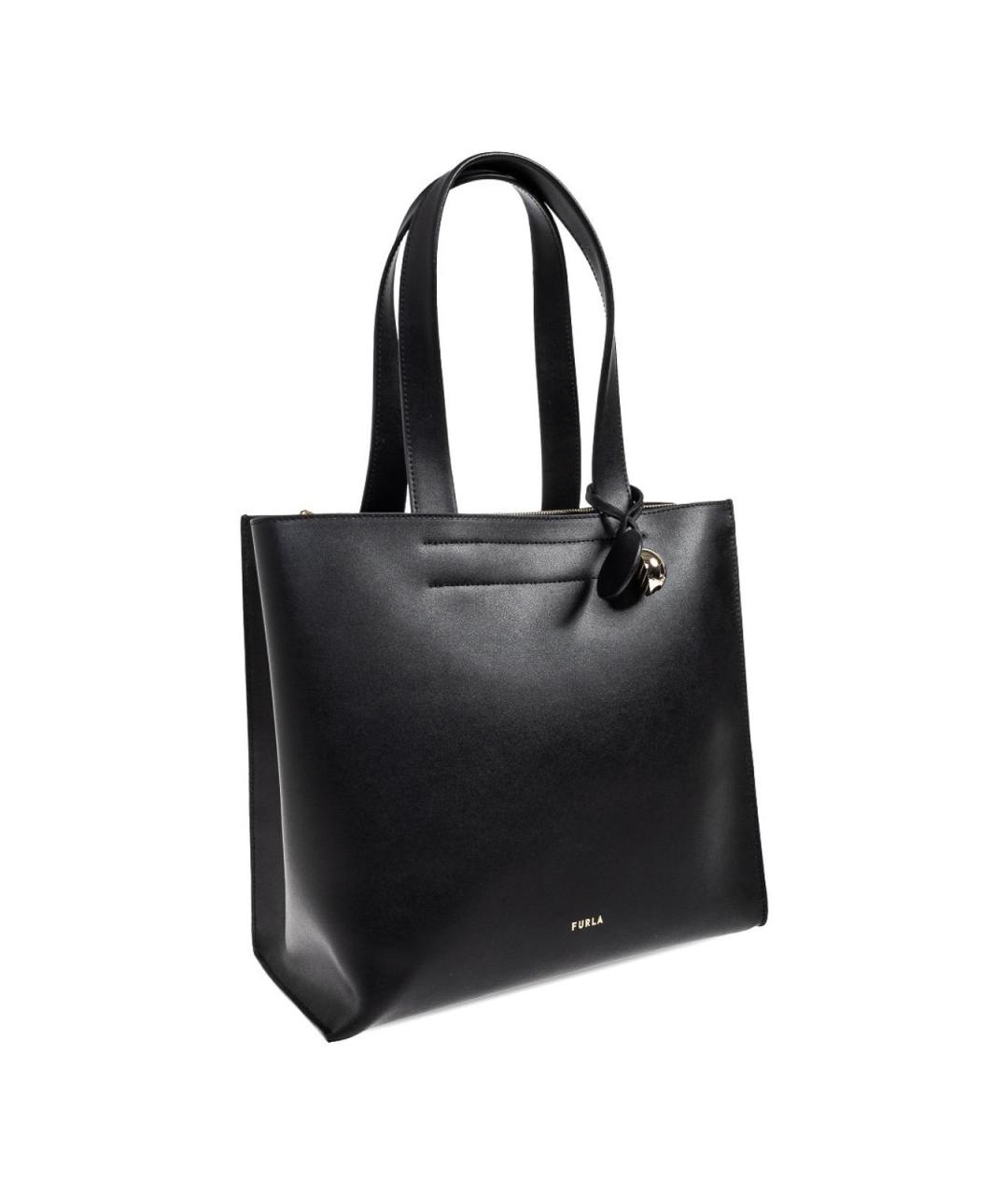 FURLA Черная кожаная сумка тоут, фото 3