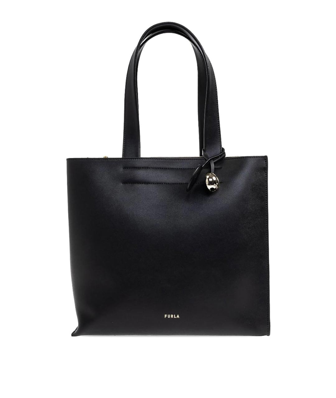 FURLA Черная кожаная сумка тоут, фото 1