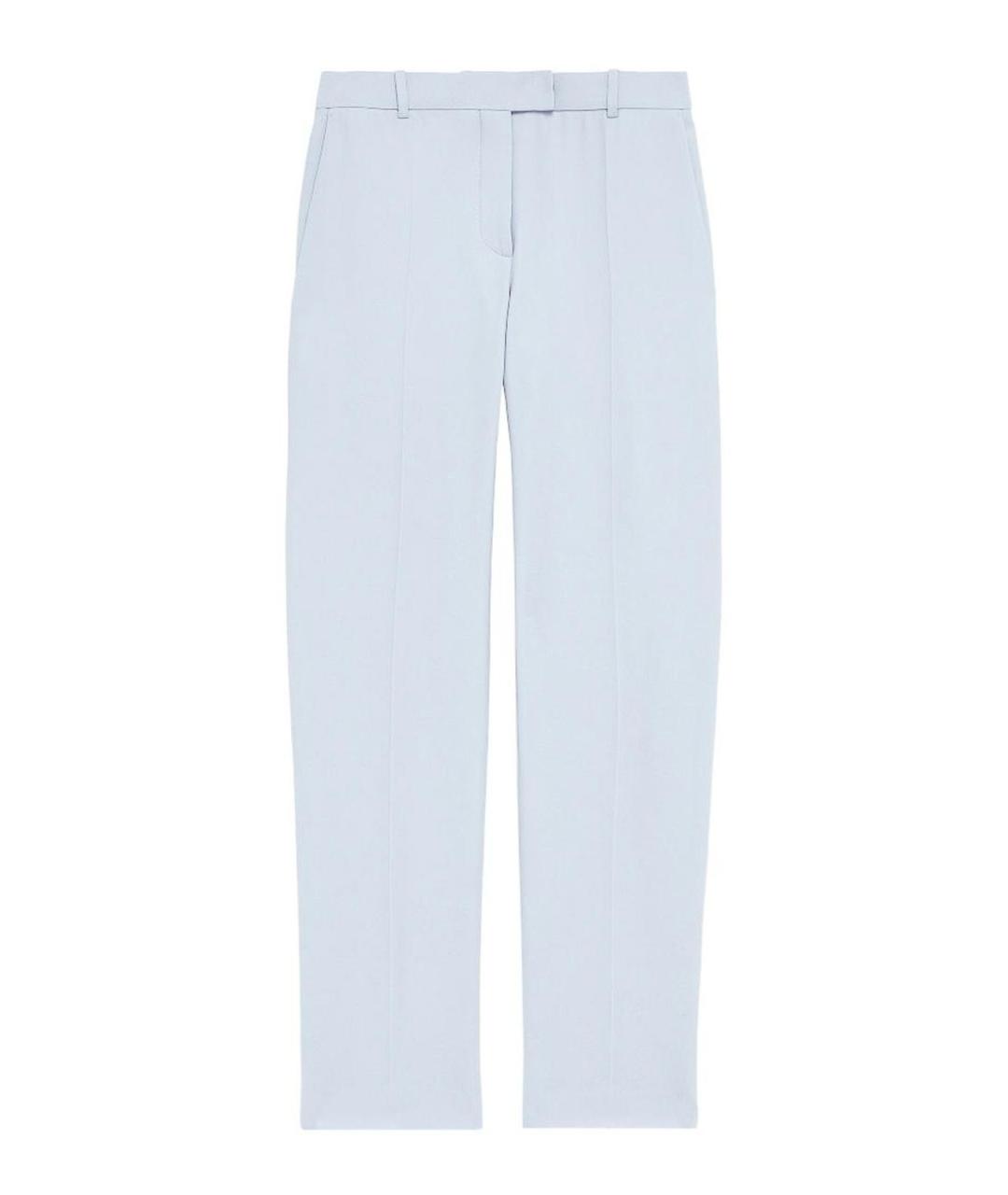 ALEXANDER MCQUEEN Голубые шелковые прямые брюки, фото 1