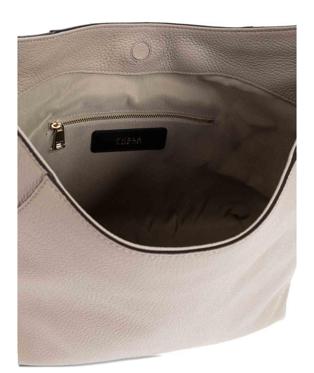 FURLA Бежевая кожаная сумка через плечо, фото 2