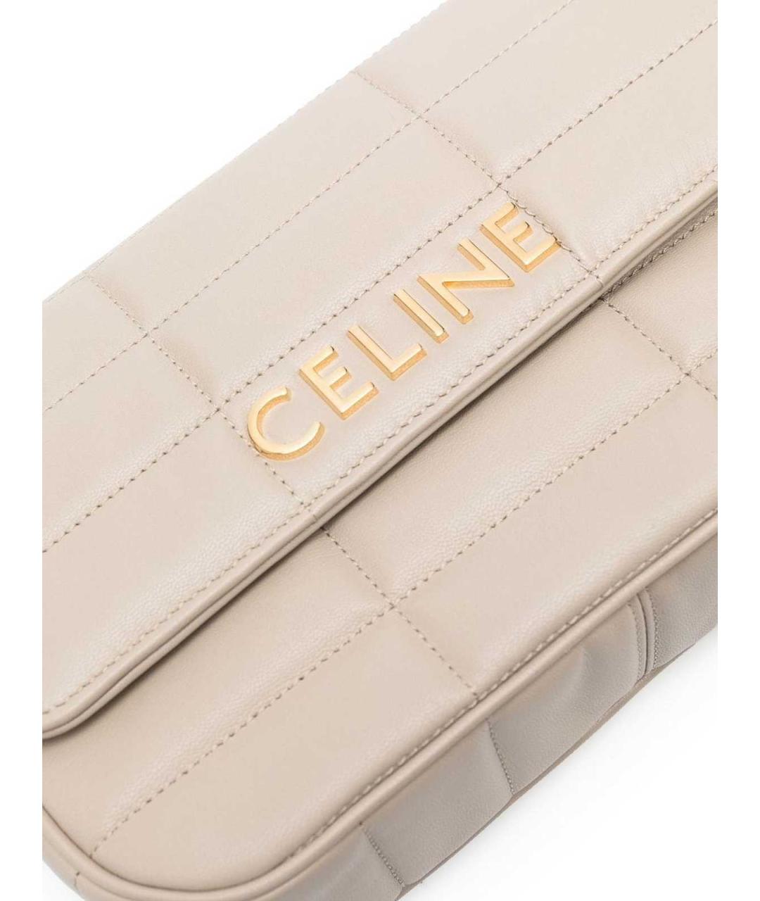 CELINE Бежевая кожаная сумка через плечо, фото 4