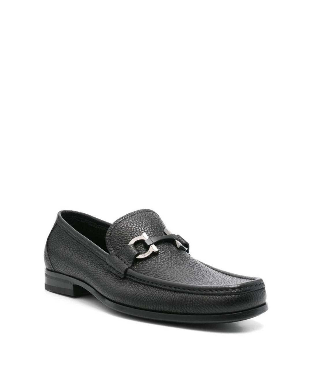 FERRAGAMO Черные кожаные лоферы, фото 3