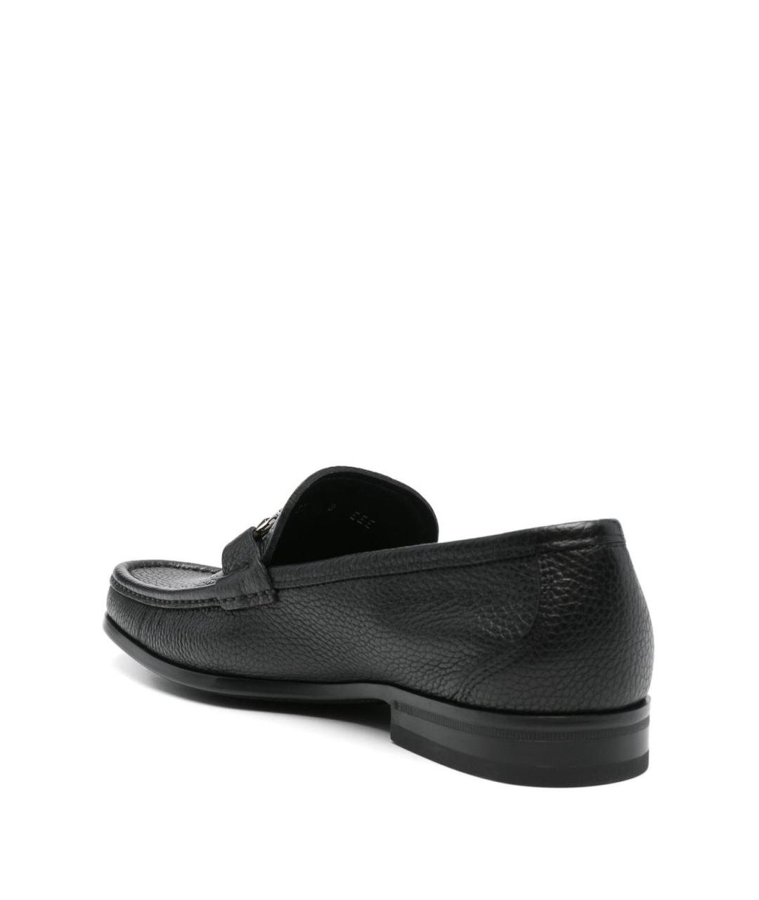 FERRAGAMO Черные кожаные лоферы, фото 4
