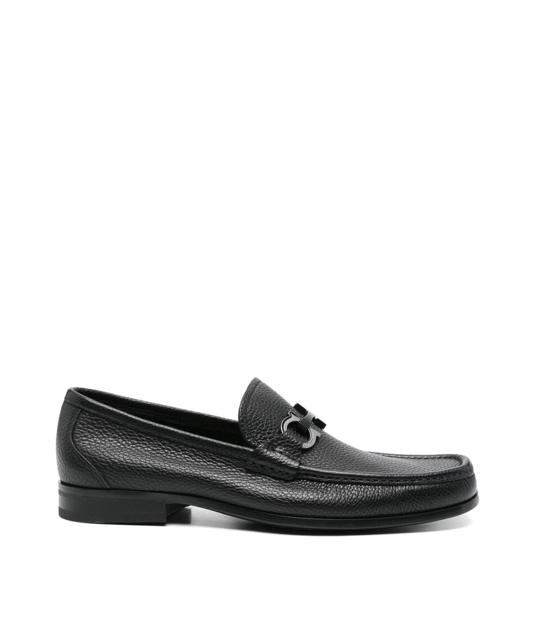 FERRAGAMO Черные кожаные лоферы, фото 1