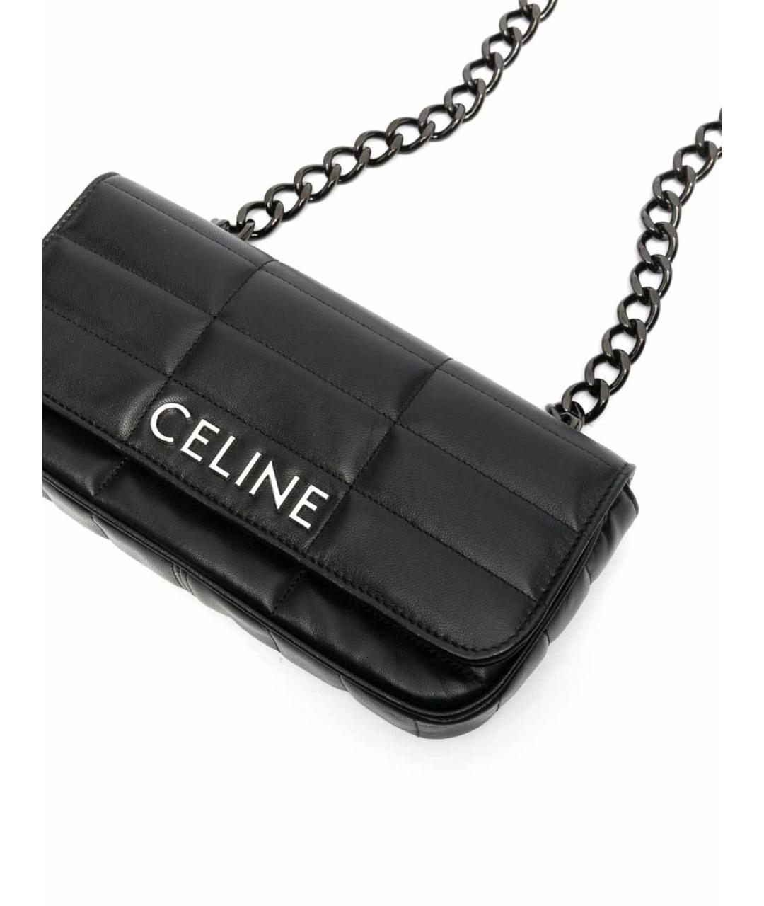 CELINE Черная кожаная сумка на плечо, фото 5