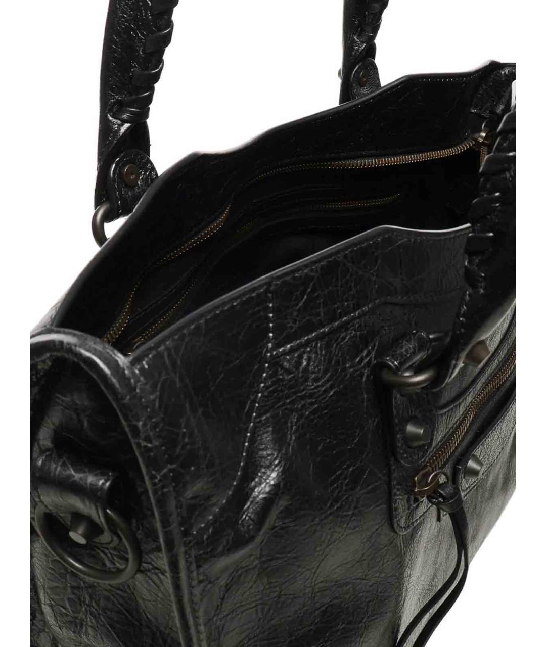 BALENCIAGA Черная кожаная сумка тоут, фото 5