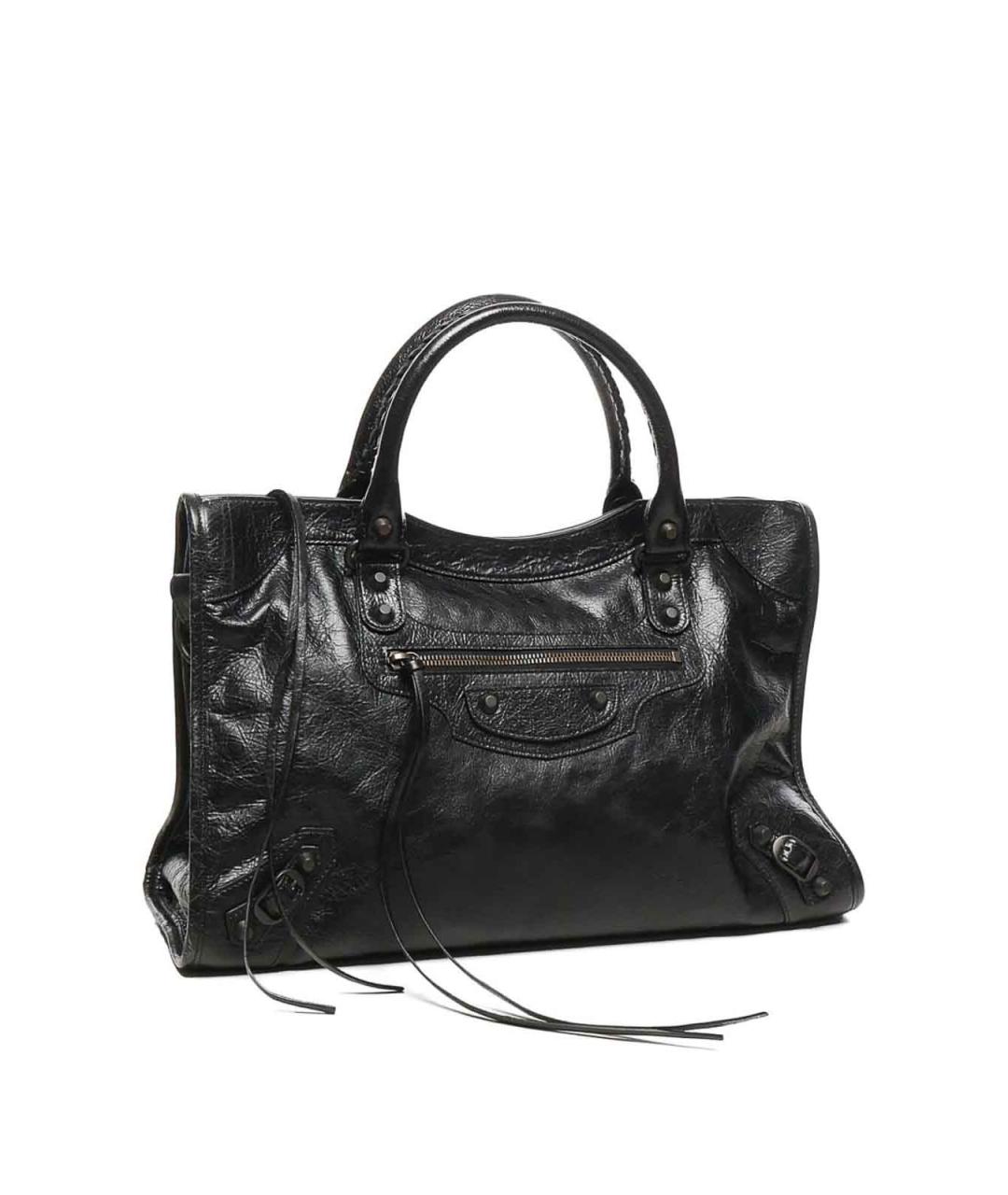 BALENCIAGA Черная кожаная сумка тоут, фото 7