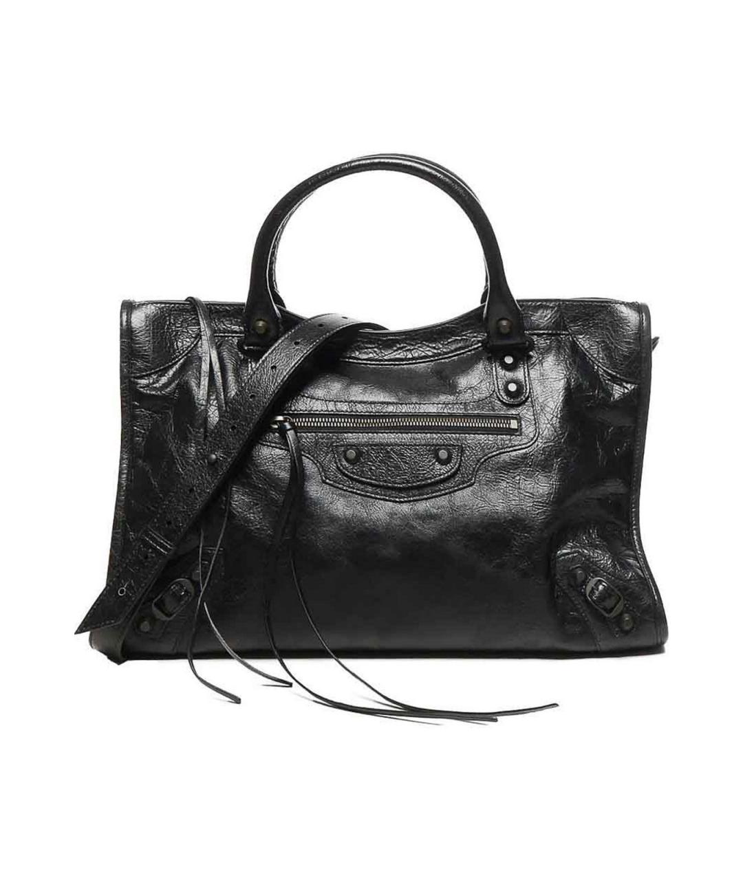 BALENCIAGA Черная кожаная сумка тоут, фото 1