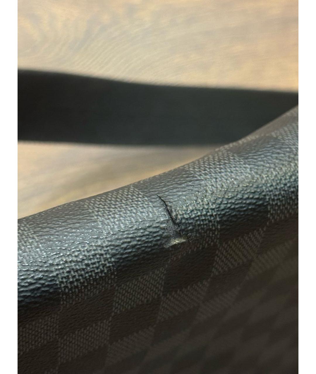 LOUIS VUITTON Черная кожаная барсетка, фото 6
