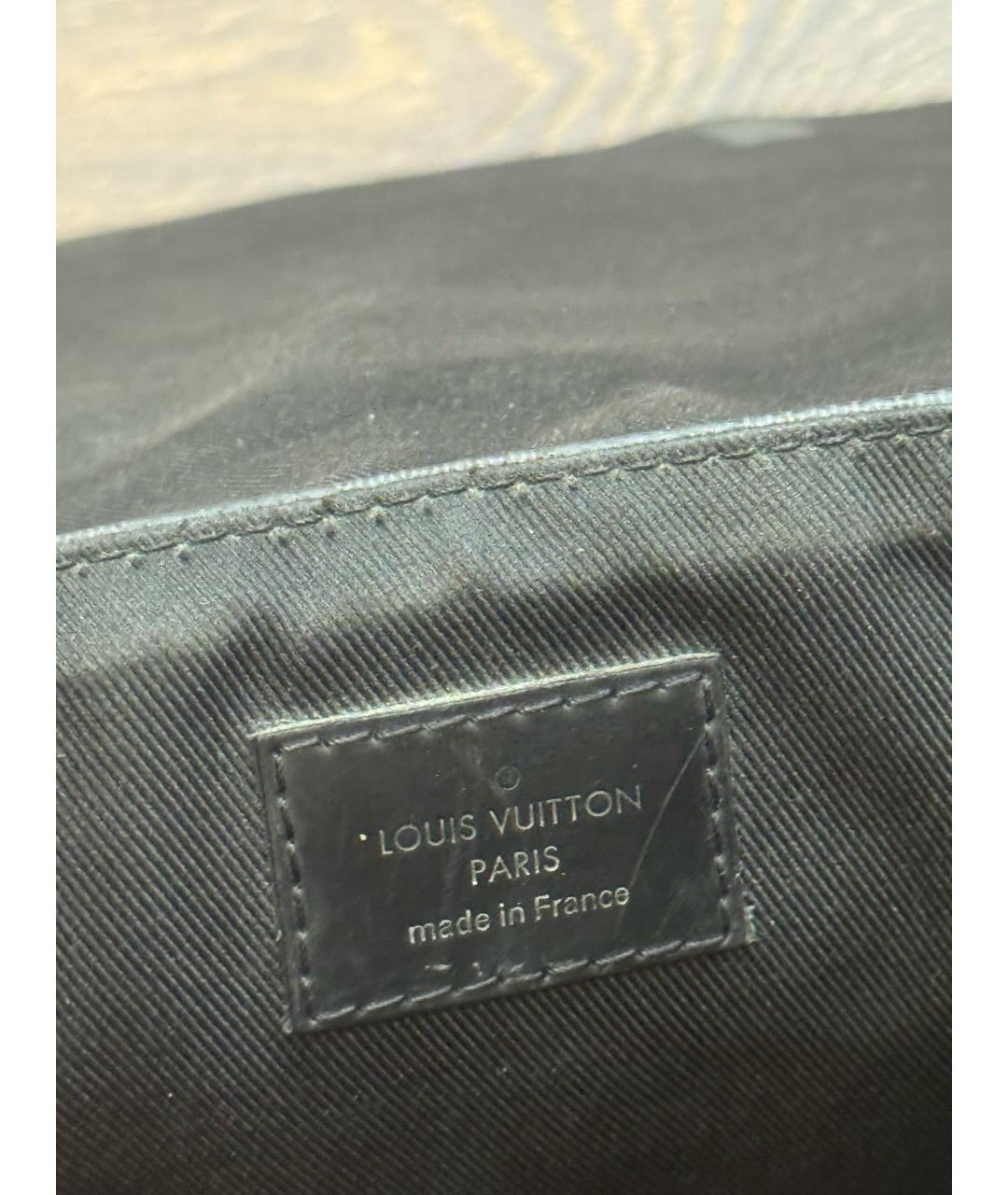 LOUIS VUITTON Черная кожаная барсетка, фото 8