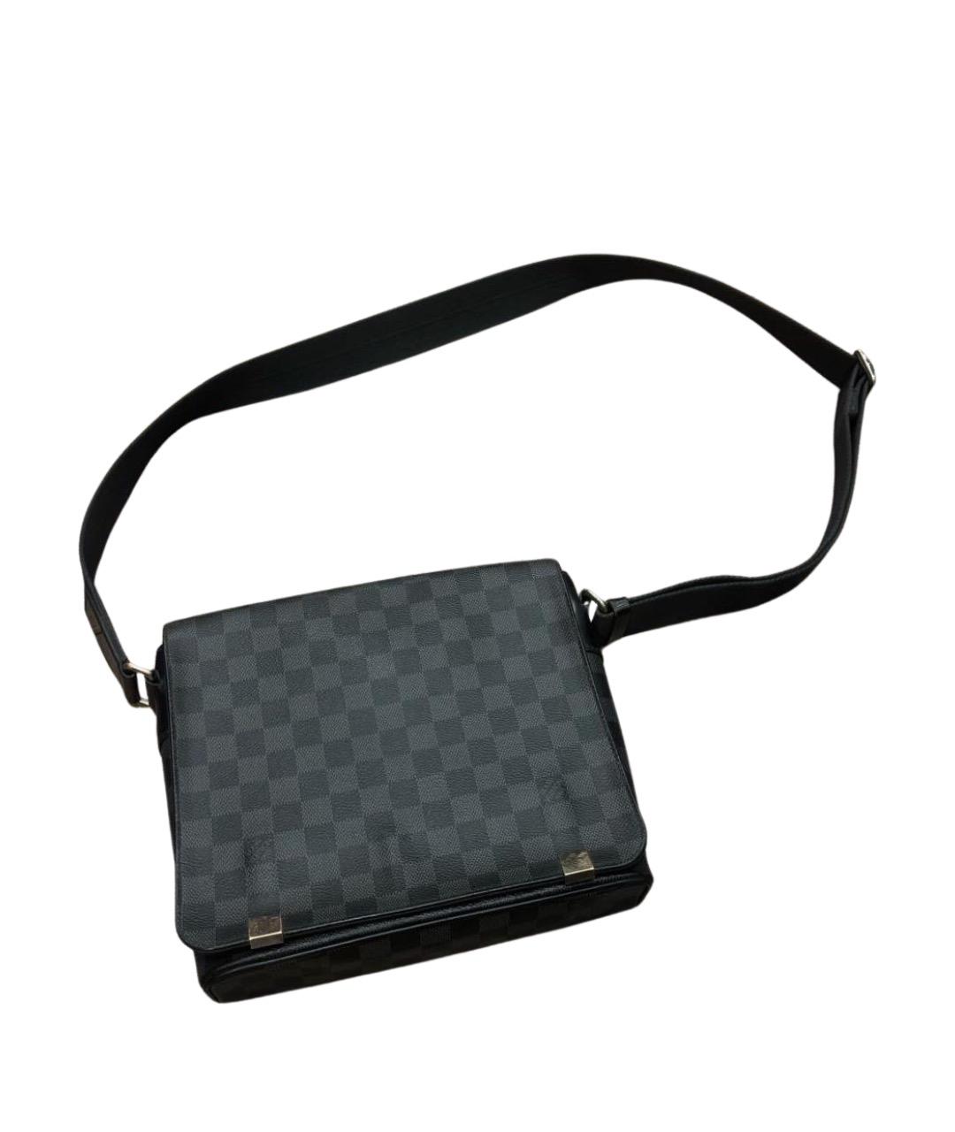 LOUIS VUITTON Черная кожаная барсетка, фото 1