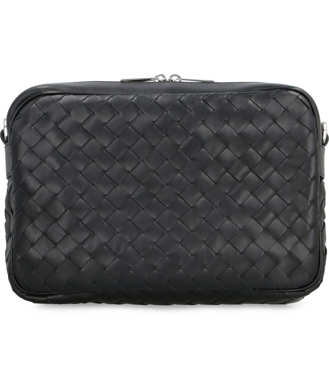 BOTTEGA VENETA Черная кожаная сумка на плечо, фото 4