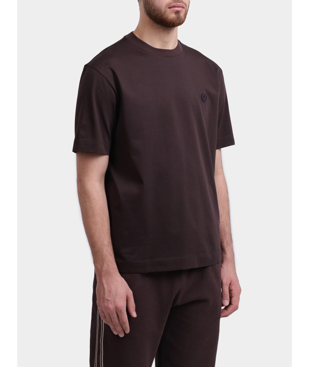 HUGO BOSS Коричневая хлопковая футболка, фото 4