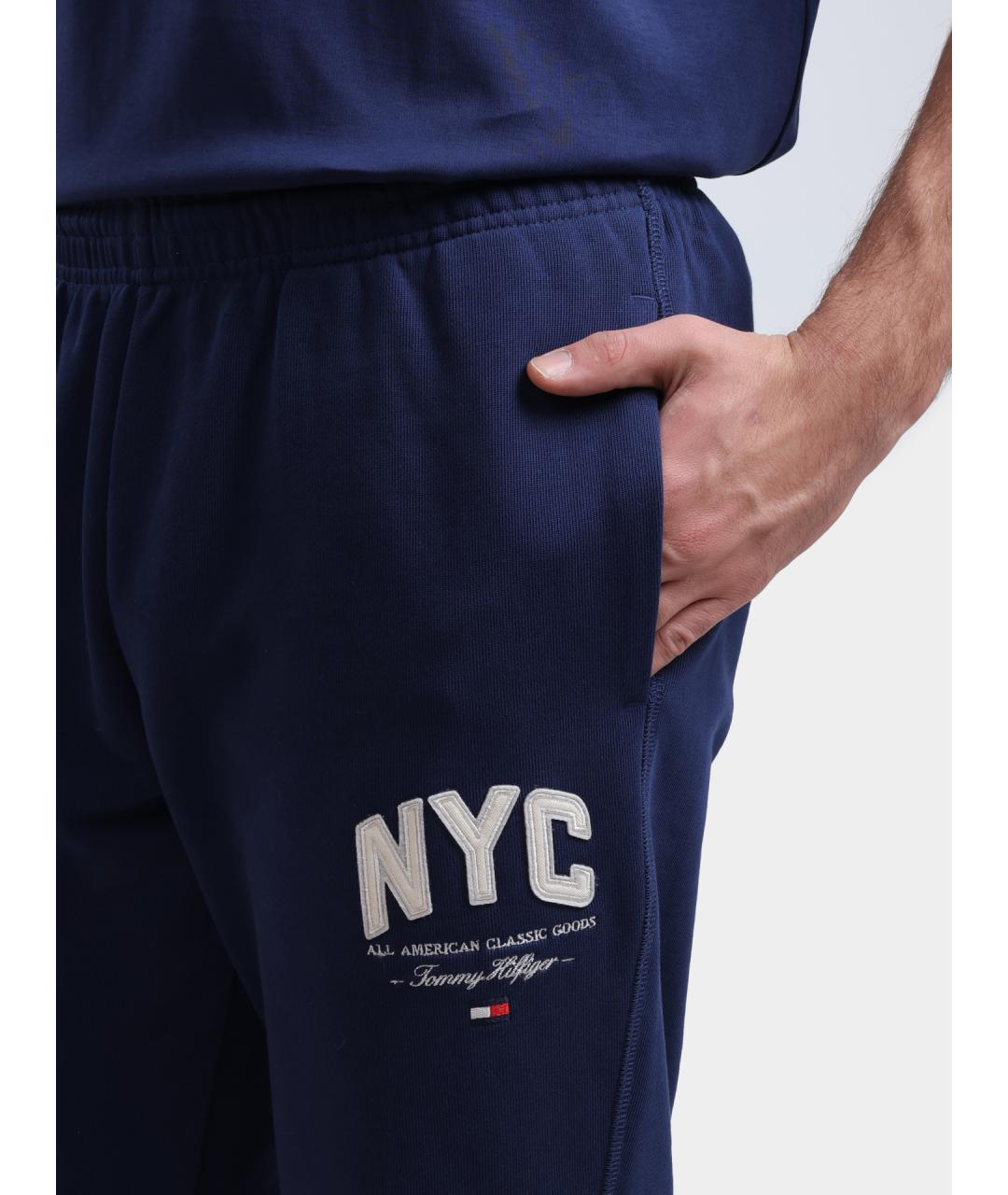 TOMMY HILFIGER Темно-синие хлопковые повседневные брюки, фото 4