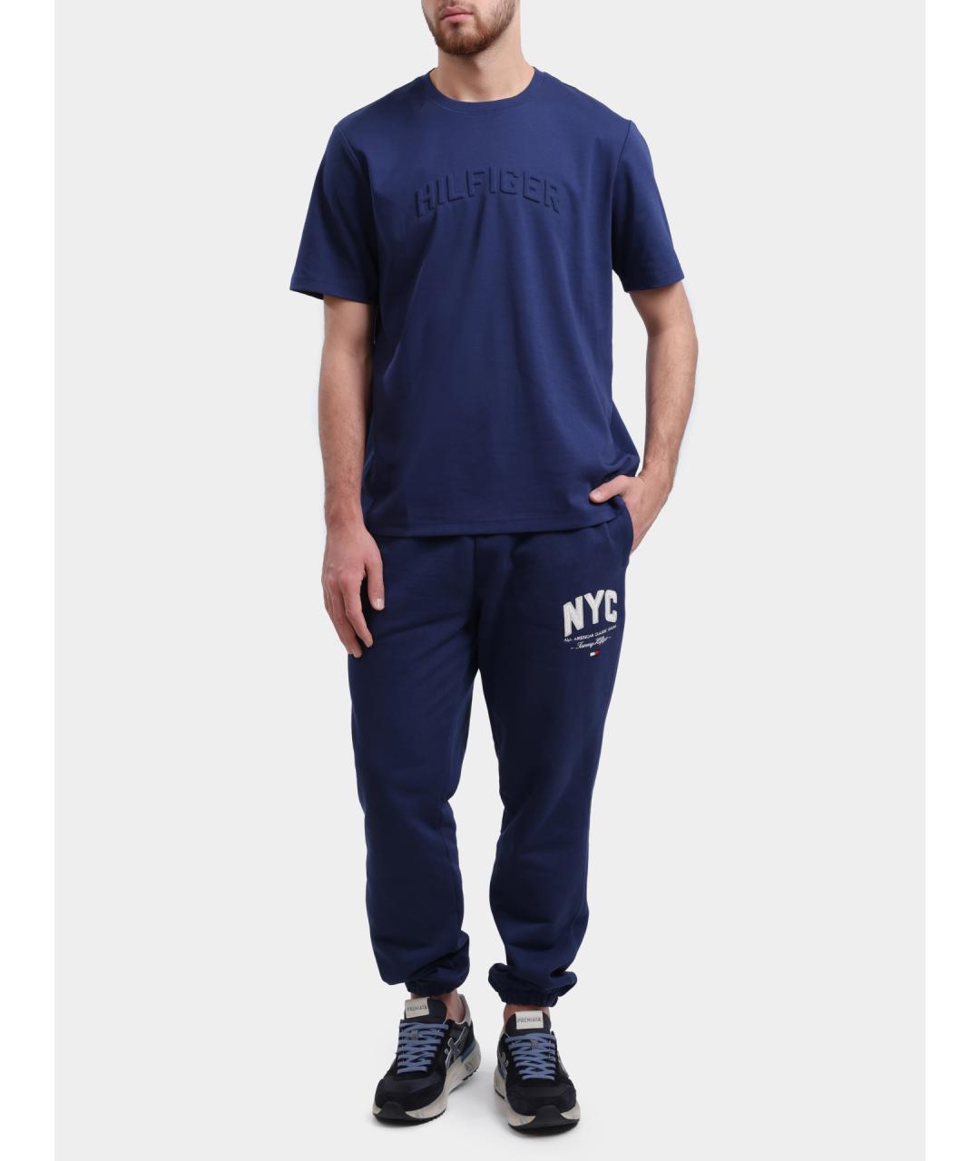 TOMMY HILFIGER Темно-синие хлопковые повседневные брюки, фото 2
