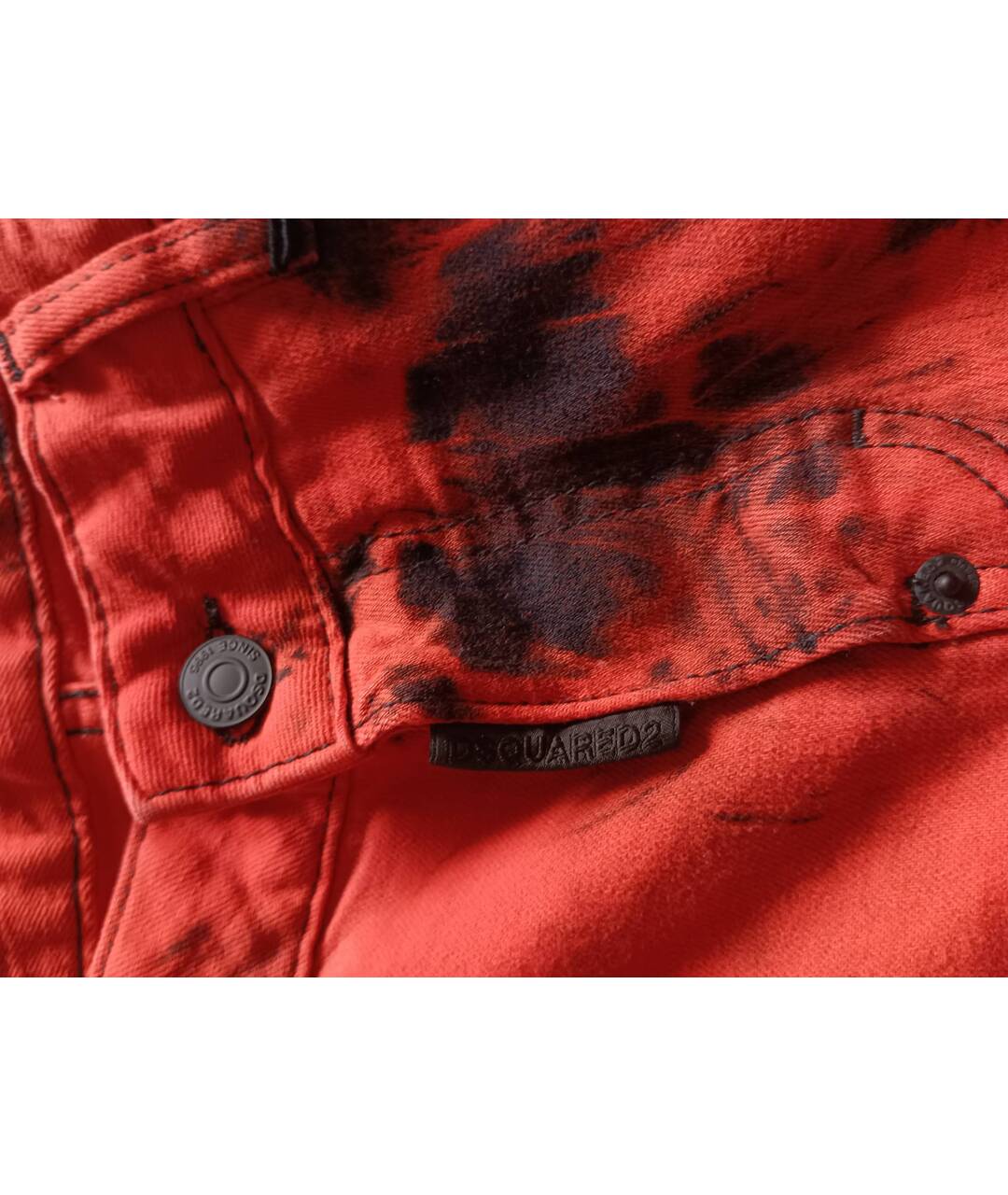 DSQUARED2 Красные хлопковые джинсы слим, фото 4