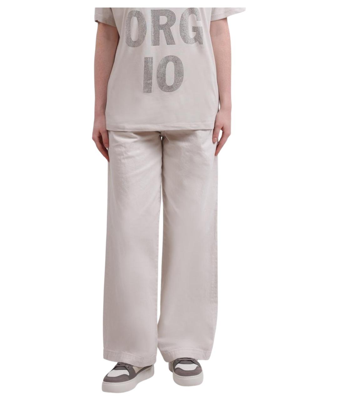 ARMANI EXCHANGE Белые хлопковые прямые брюки, фото 1