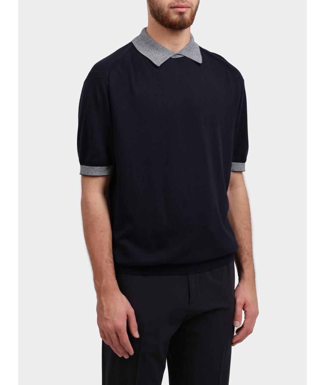 ARMANI EXCHANGE Темно-синее поло с коротким рукавом, фото 3