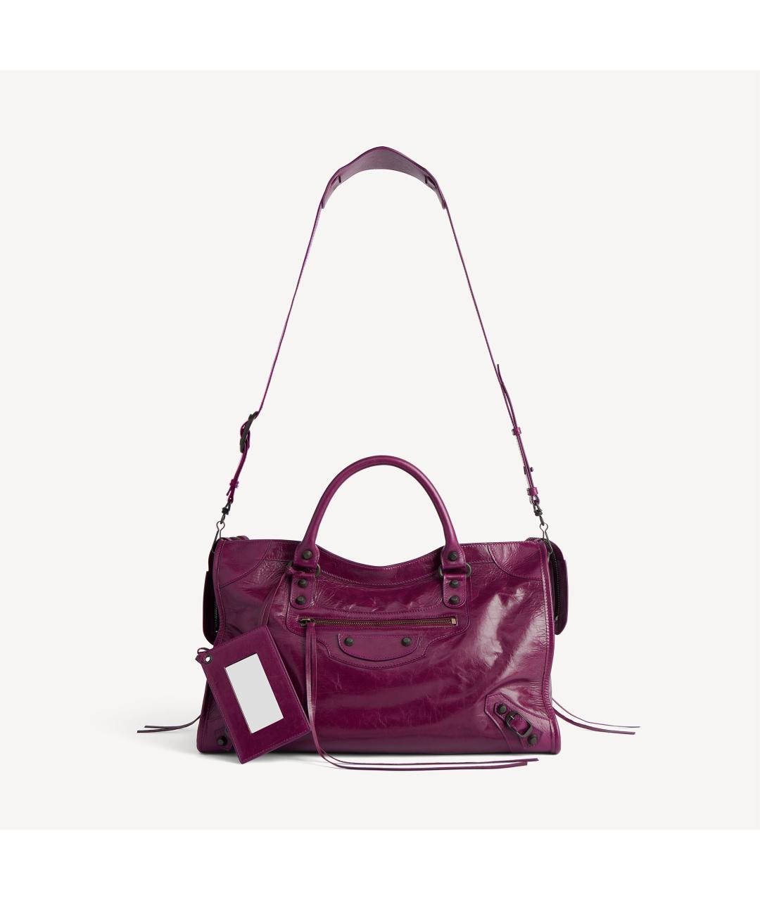 BALENCIAGA Фиолетовая кожаная сумка с короткими ручками, фото 4